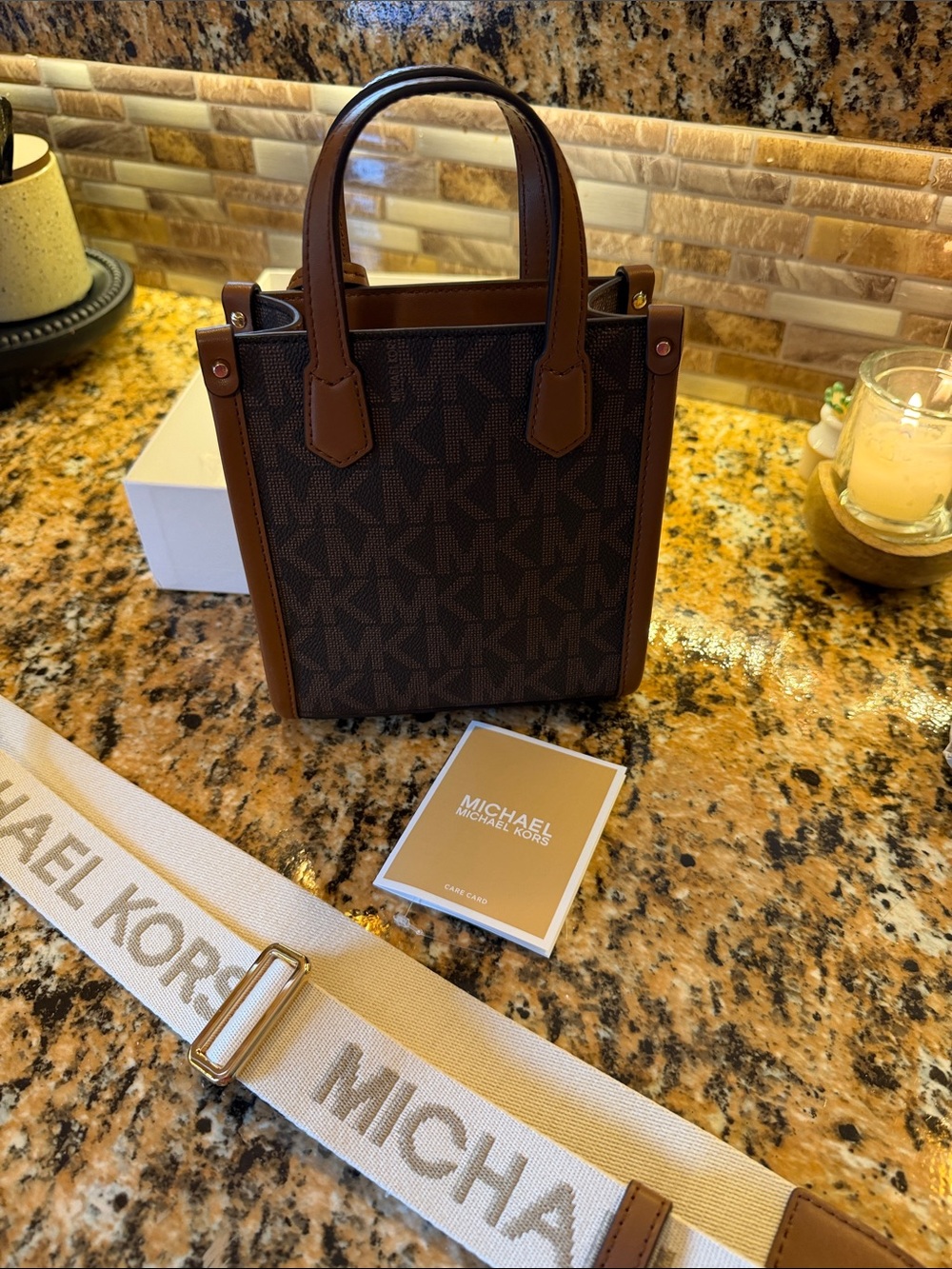 Michael Kors Brown/Maple Signature Mini Tote with Gold Hardware - Picture 11 of 13